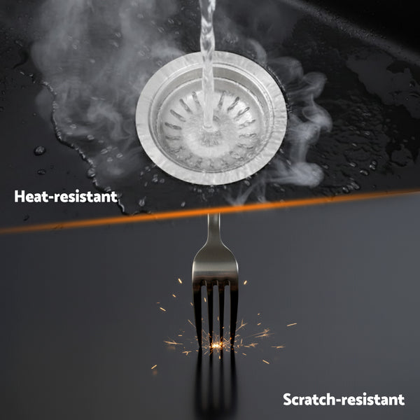 Cefito Kitchen Sink 70x45cm Granite Stone Sink Single Bowl Black Awezingly