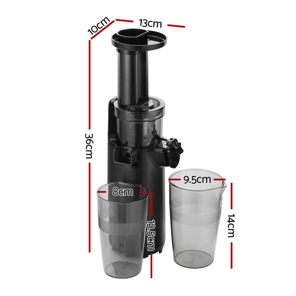 Devanti Slow Juicer Cold Press Fruit Juice Extractor 130W Black Devanti