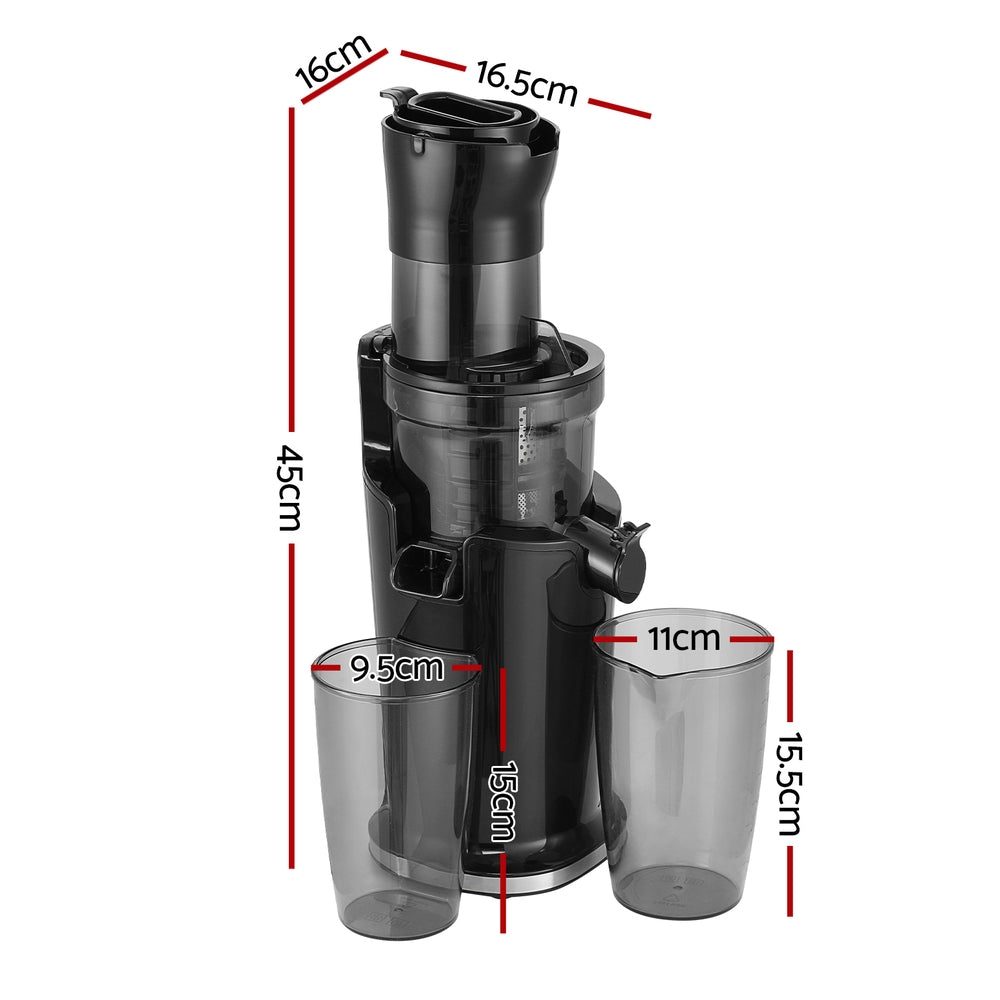 Devanti Slow Juicer Cold Press Fruit Juice Extractor 200W Black Devanti