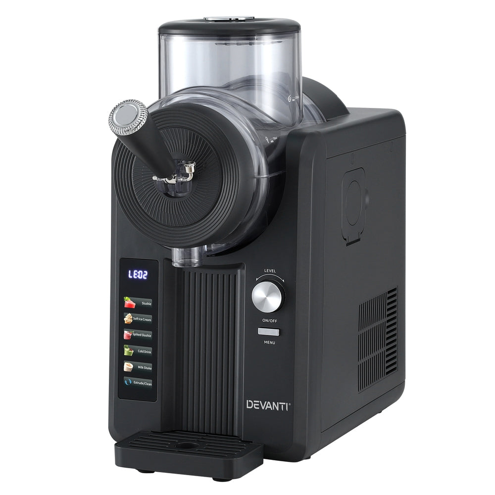 Devanti 2L Slushie Machine Ice Cream Maker Frozen Smoothies Milkshakes Black Awezingly