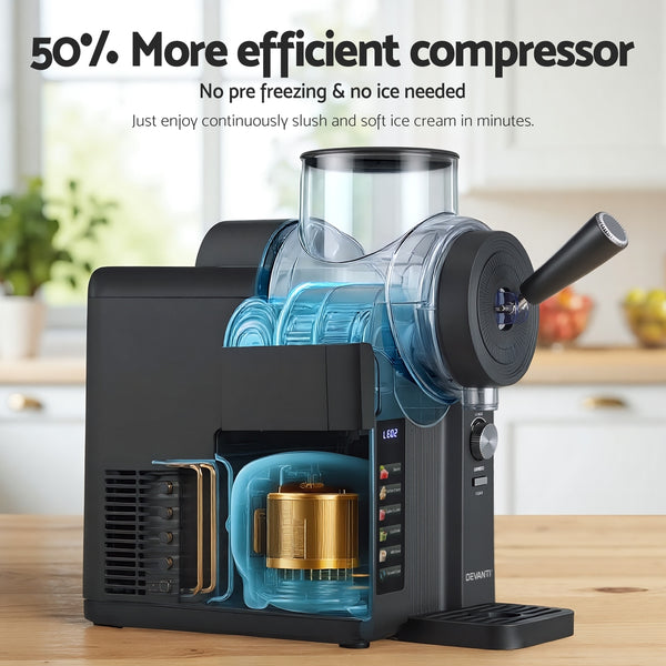 Devanti 2L Slushie Machine Ice Cream Maker Frozen Smoothies Milkshakes Black Awezingly