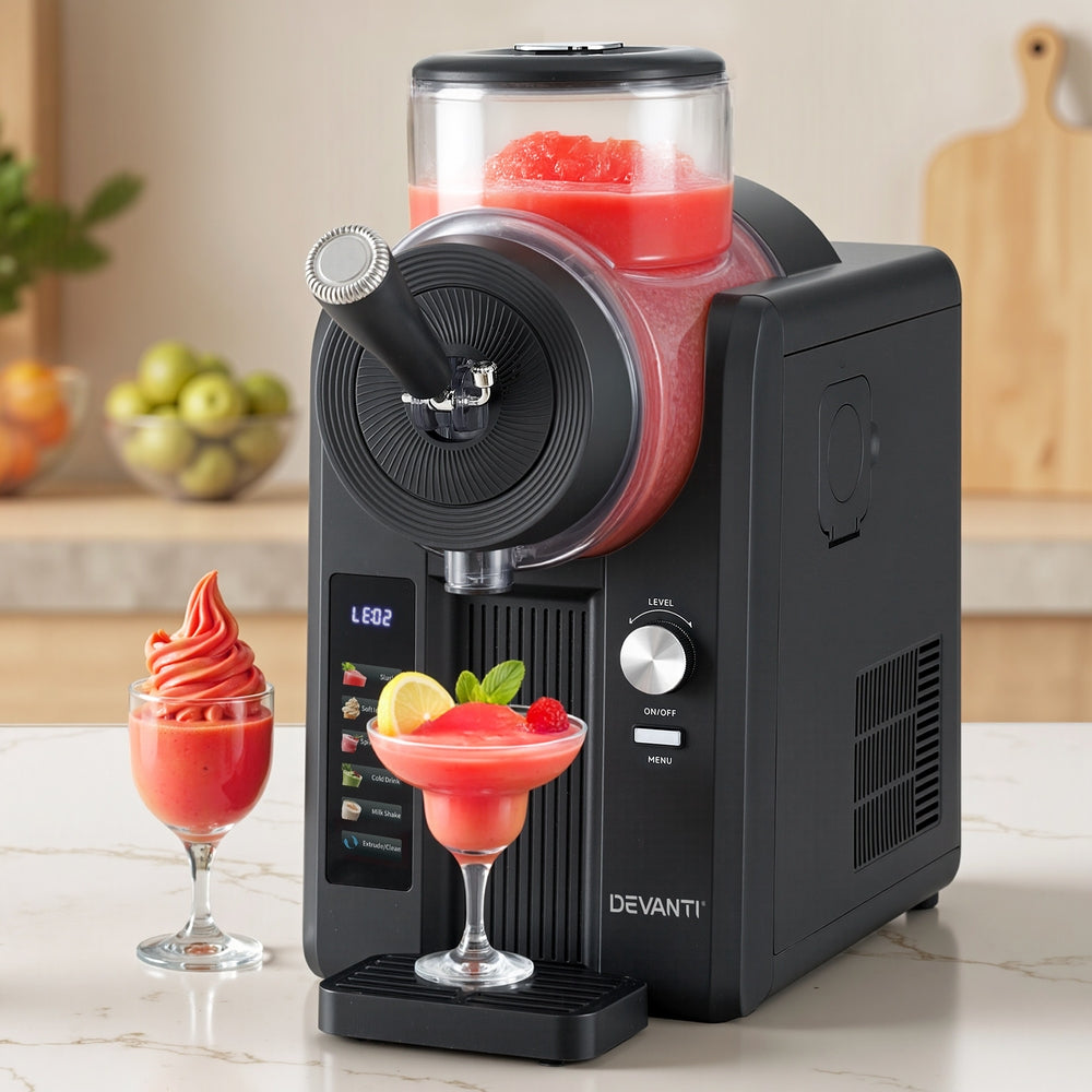 Devanti 2L Slushie Machine Ice Cream Maker Frozen Smoothies Milkshakes Black Awezingly