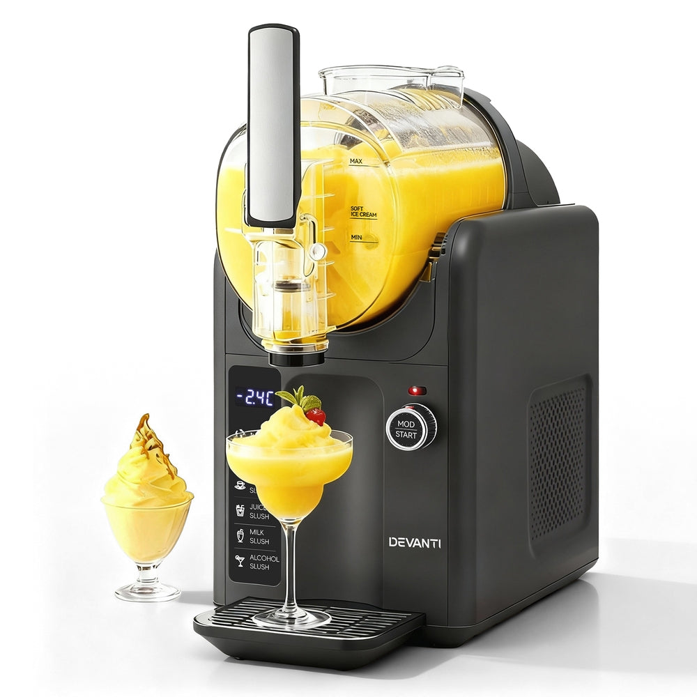 Devanti 5in1 Slushie Machine Ice Cream Maker 2L Grey Awezingly