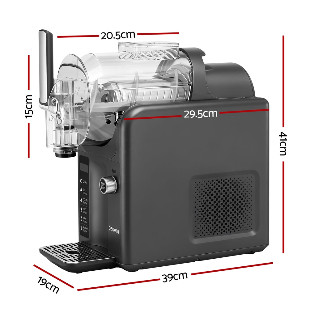 Devanti 5in1 Slushie Machine Ice Cream Maker 2L Grey Awezingly