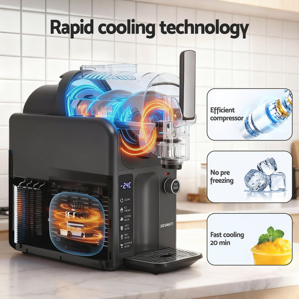 Devanti 5in1 Slushie Machine Ice Cream Maker 2L Grey Awezingly