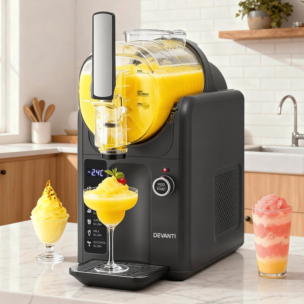 Devanti 5in1 Slushie Machine Ice Cream Maker 2L Grey Awezingly