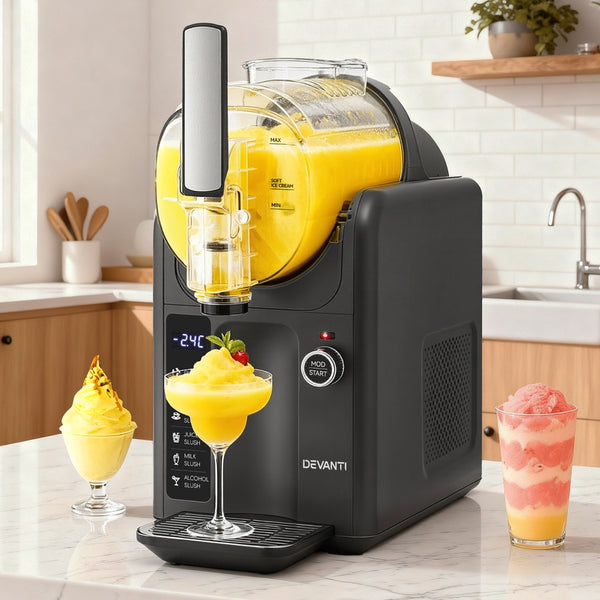 Devanti 5in1 Slushie Machine Ice Cream Maker 2L Grey Awezingly