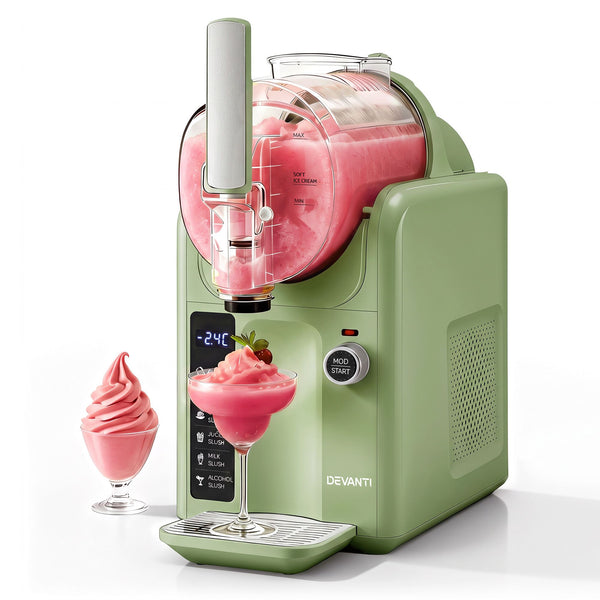 Devanti 5in1 Slushie Machine Ice Cream Maker 2L Sage Green Awezingly