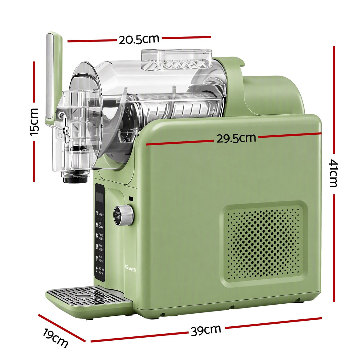 Devanti 5in1 Slushie Machine Ice Cream Maker 2L Sage Green Awezingly