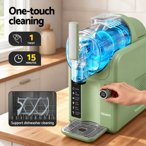 Devanti 5in1 Slushie Machine Ice Cream Maker 2L Sage Green Awezingly