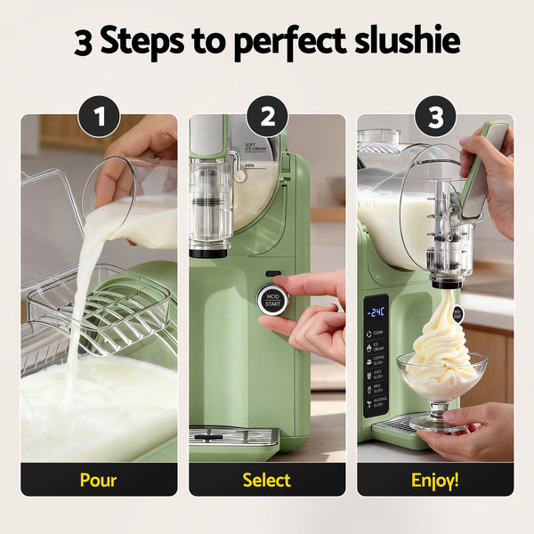 Devanti 5in1 Slushie Machine Ice Cream Maker 2L Sage Green Awezingly