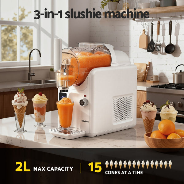 Devanti 5in1 Slushie Machine Ice Cream Maker 2L White Awezingly