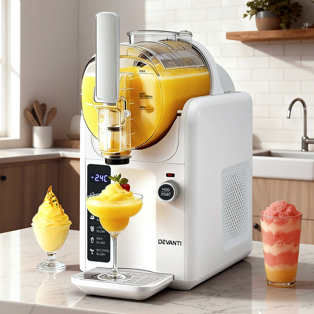 Devanti 5in1 Slushie Machine Ice Cream Maker 2L White Awezingly
