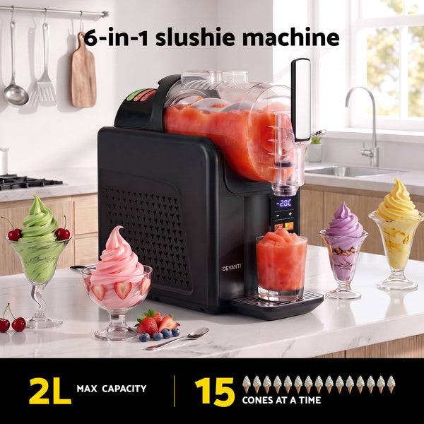 Devanti Slushie Machine 2L Frozen Drink Maker Ice Cream Cocktail Slush Maker Black Awezingly