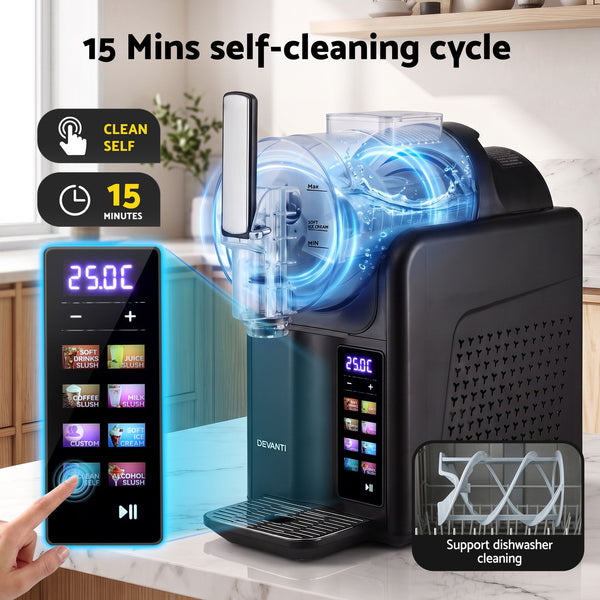 Devanti Slushie Machine 2L Frozen Drink Maker Ice Cream Cocktail Slush Maker Black Awezingly