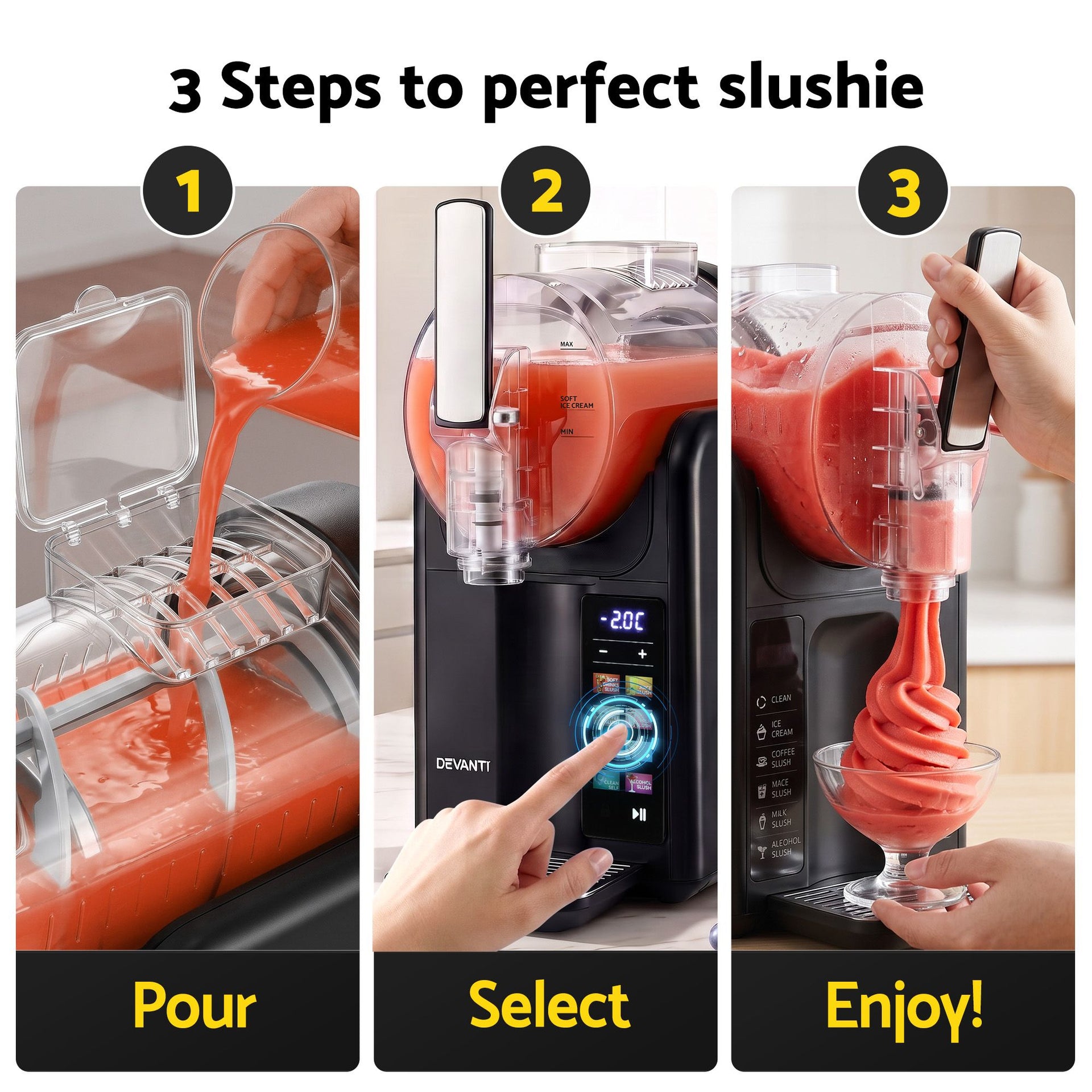 Devanti Slushie Machine 2L Frozen Drink Maker Ice Cream Cocktail Slush Maker Black Awezingly