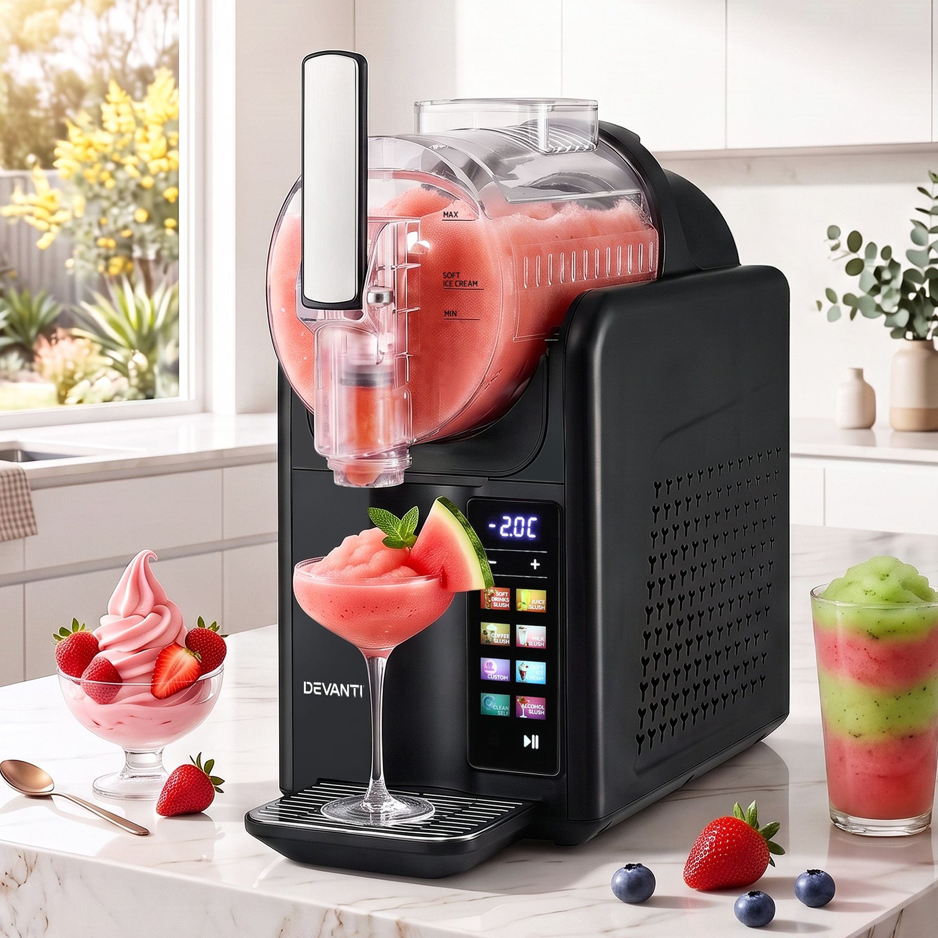 Devanti Slushie Machine 2L Frozen Drink Maker Ice Cream Cocktail Slush Maker Black Awezingly
