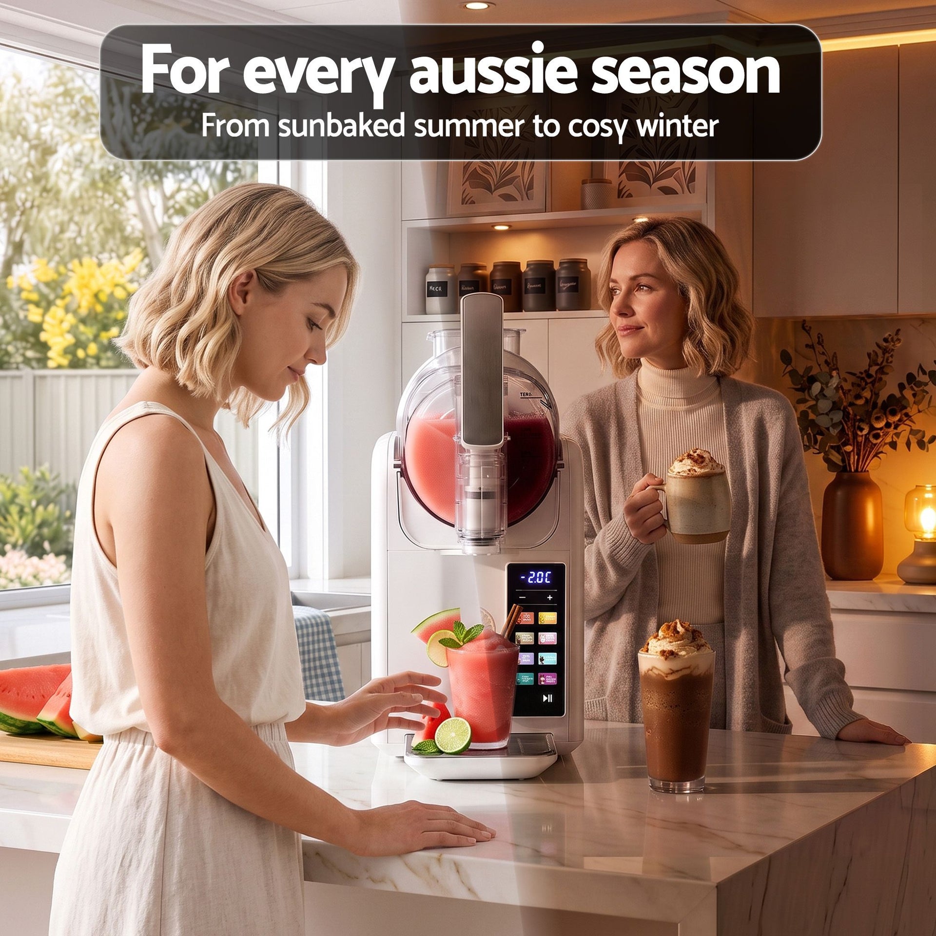 Devanti Slushie Machine 2L Frozen Drink Maker Ice Cream Cocktail Slush Maker White Awezingly