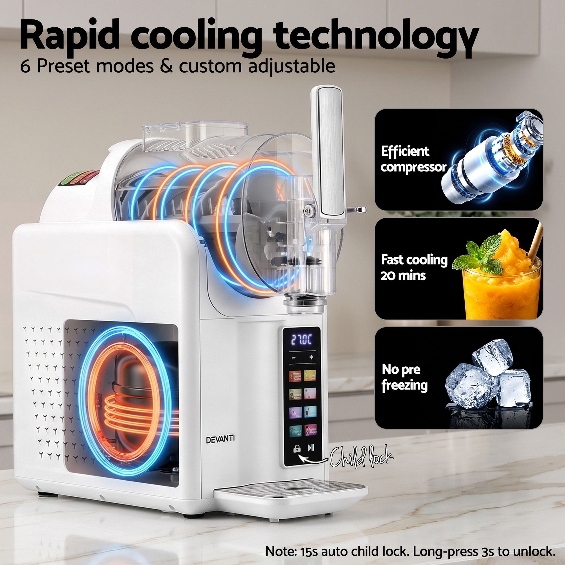 Devanti Slushie Machine 2L Frozen Drink Maker Ice Cream Cocktail Slush Maker White Awezingly