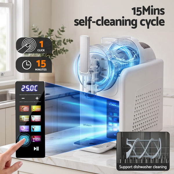 Devanti Slushie Machine 2L Frozen Drink Maker Ice Cream Cocktail Slush Maker White Awezingly