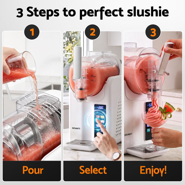 Devanti Slushie Machine 2L Frozen Drink Maker Ice Cream Cocktail Slush Maker White Awezingly