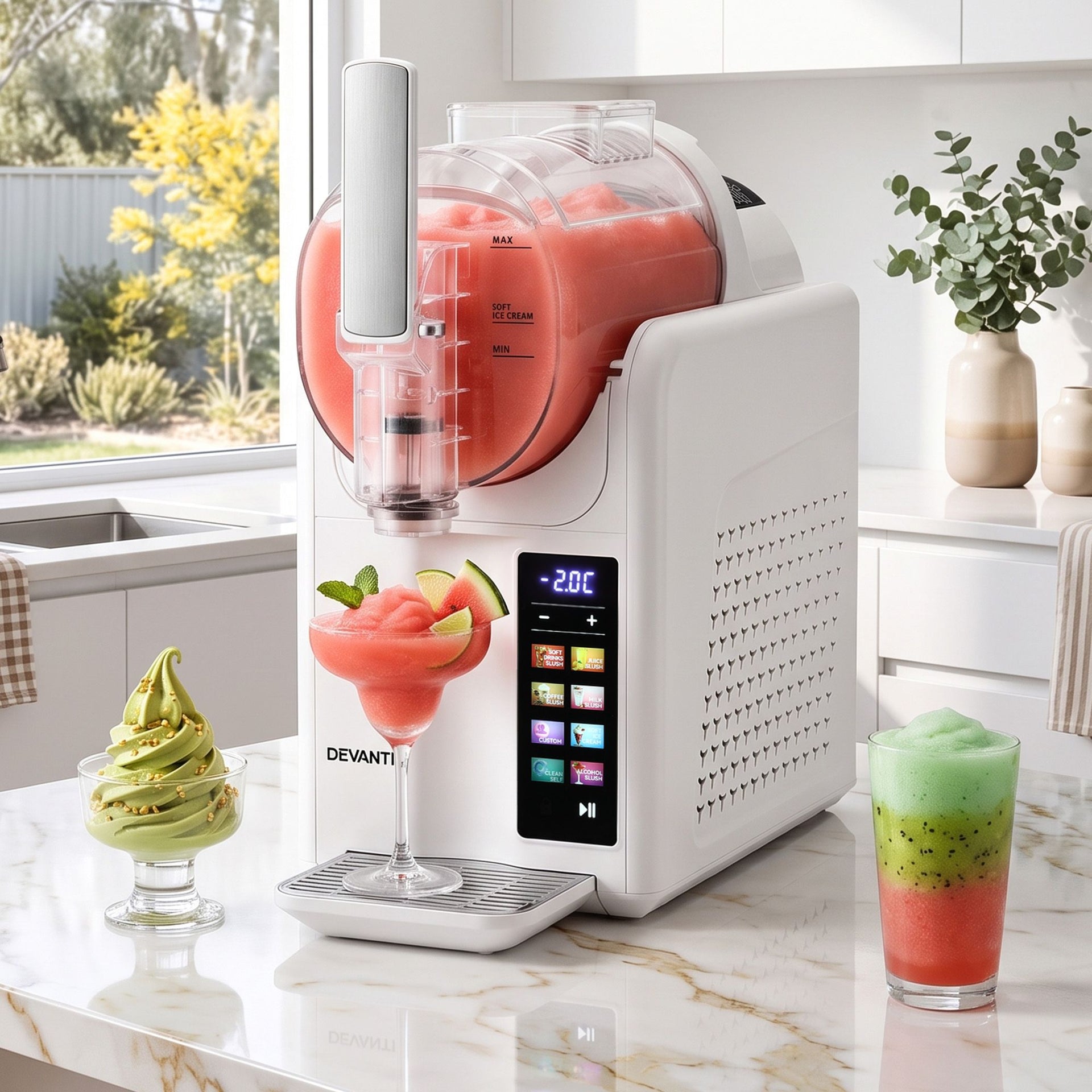 Devanti Slushie Machine 2L Frozen Drink Maker Ice Cream Cocktail Slush Maker White Awezingly