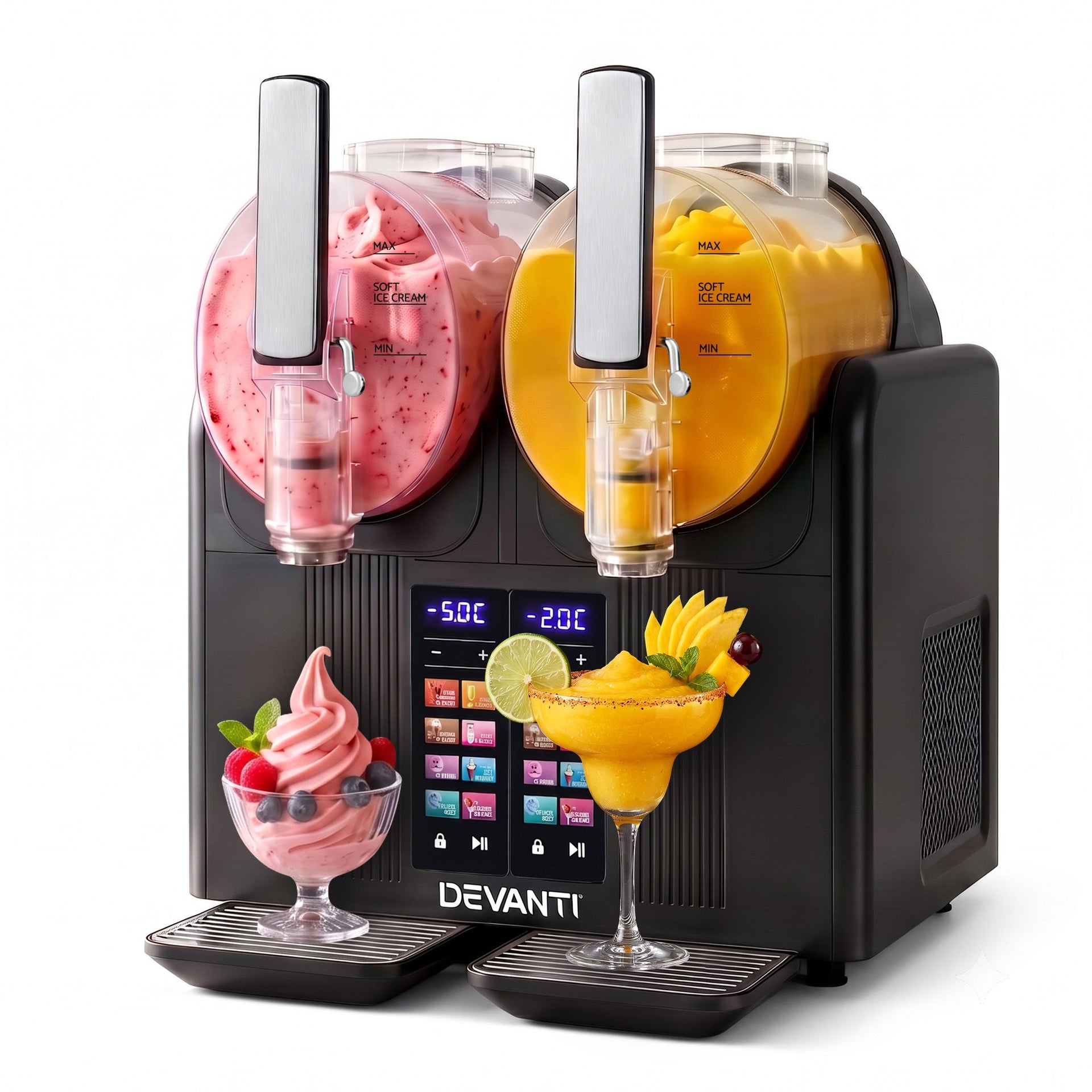 Devanti Slushie Machine 4L Dual Tanks Frozen Drink Ice Cream Maker Awezingly