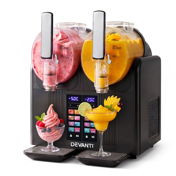 Devanti Slushie Machine 4L Dual Tanks Frozen Drink Ice Cream Maker Awezingly