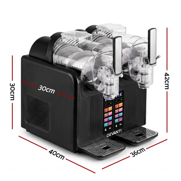 Devanti Slushie Machine 4L Dual Tanks Frozen Drink Ice Cream Maker Awezingly