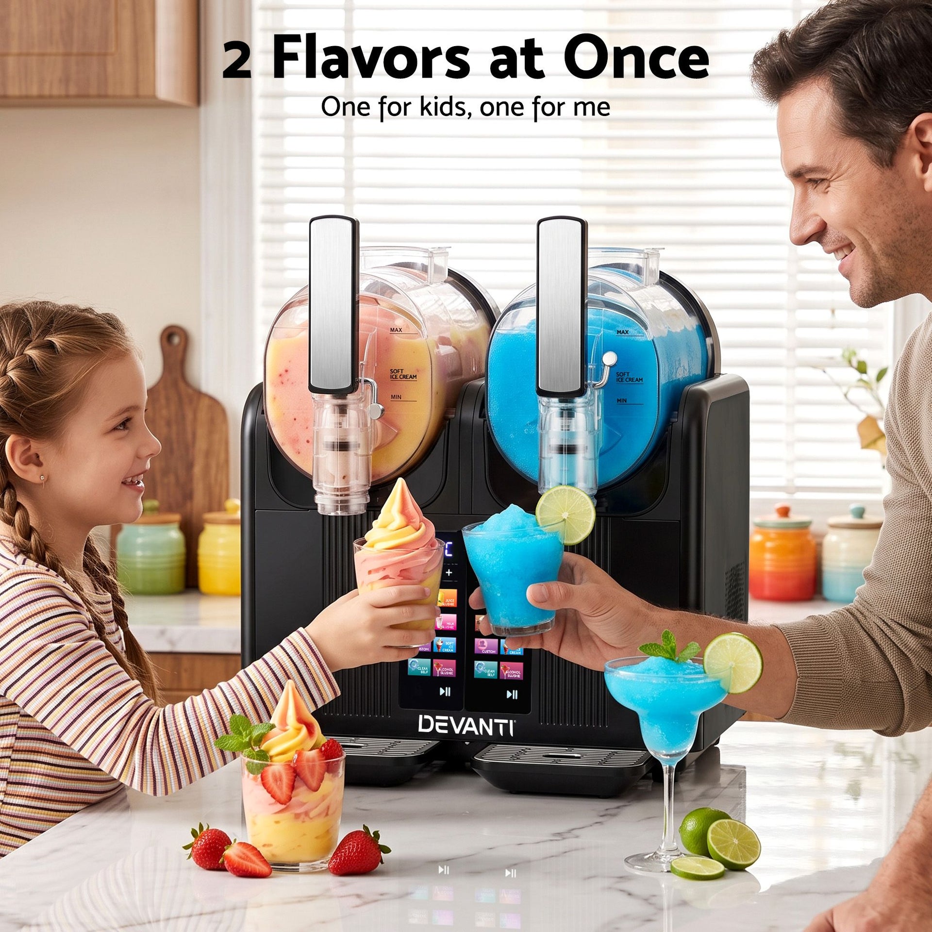 Devanti Slushie Machine 4L Dual Tanks Frozen Drink Ice Cream Maker Awezingly
