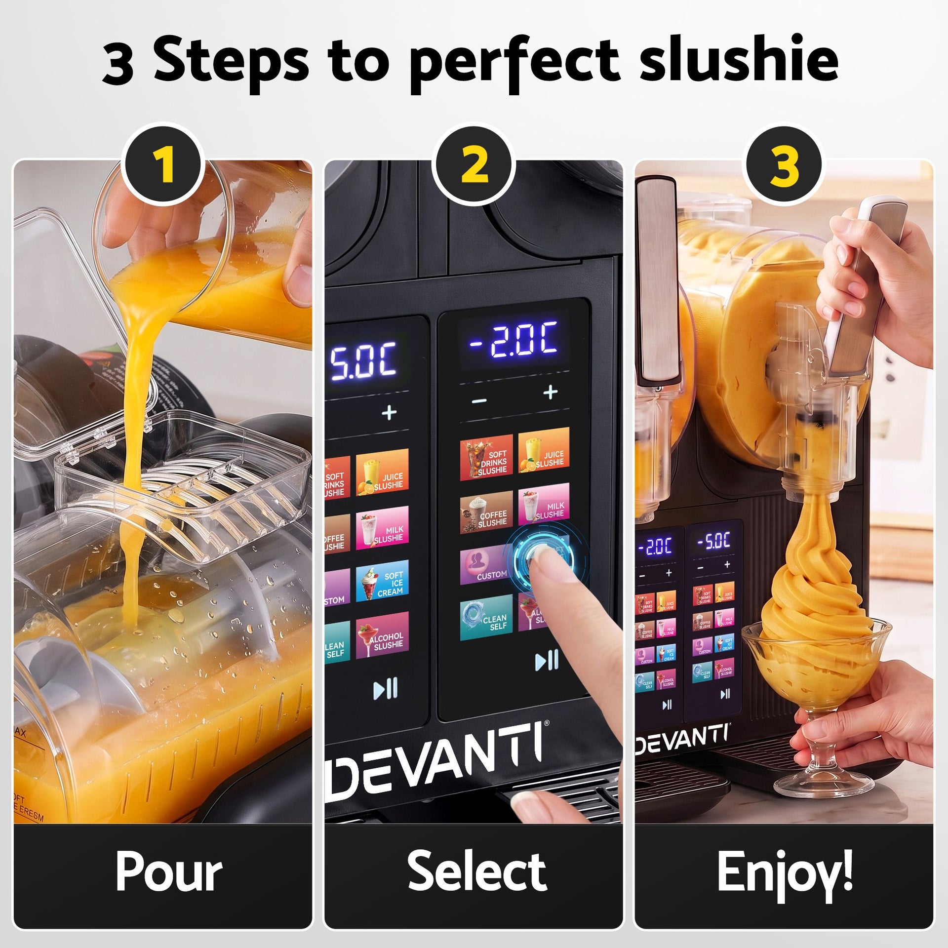 Devanti Slushie Machine 4L Dual Tanks Frozen Drink Ice Cream Maker Awezingly