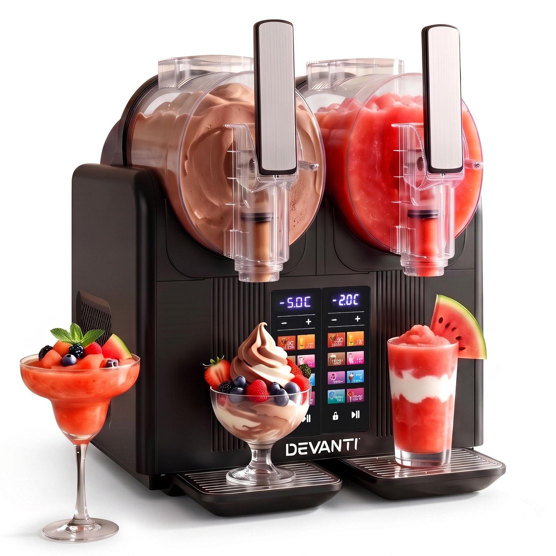 Devanti Slushie Machine 4L Dual Tanks Frozen Drink Ice Cream Maker Awezingly