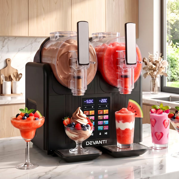 Devanti Slushie Machine 4L Dual Tanks Frozen Drink Ice Cream Maker Awezingly