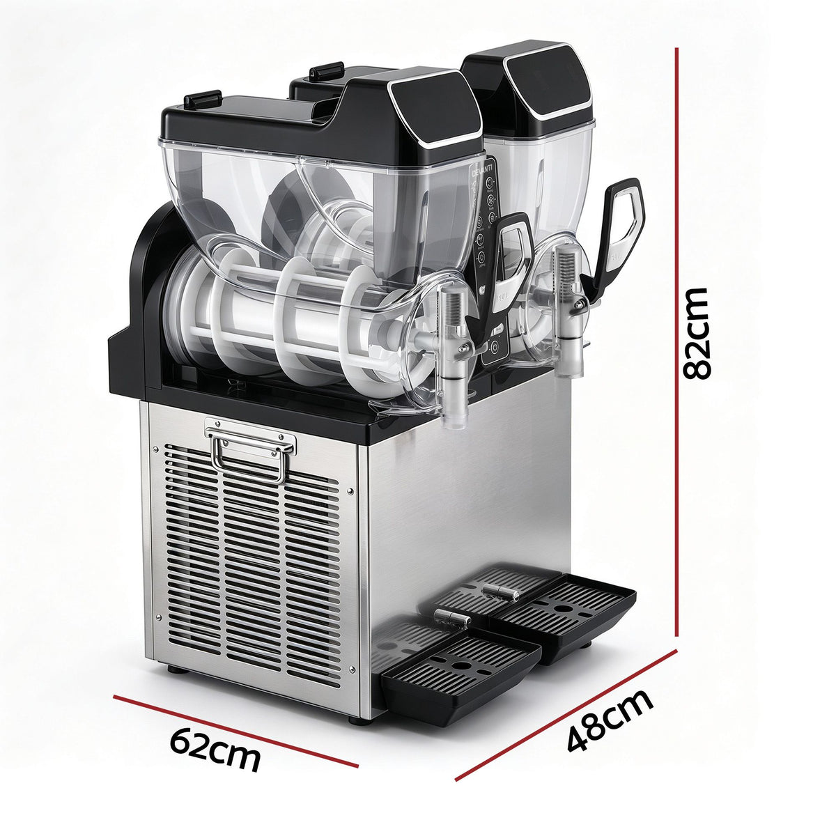 Devanti Commercial Slushie Machine 15L x2 Frozen Drink Maker Dual Tank Silver Awezingly
