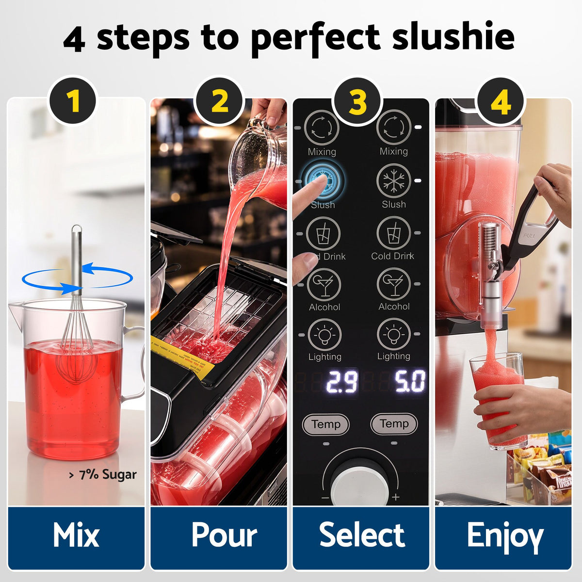 Devanti Commercial Slushie Machine 15L x2 Frozen Drink Maker Dual Tank Silver Awezingly