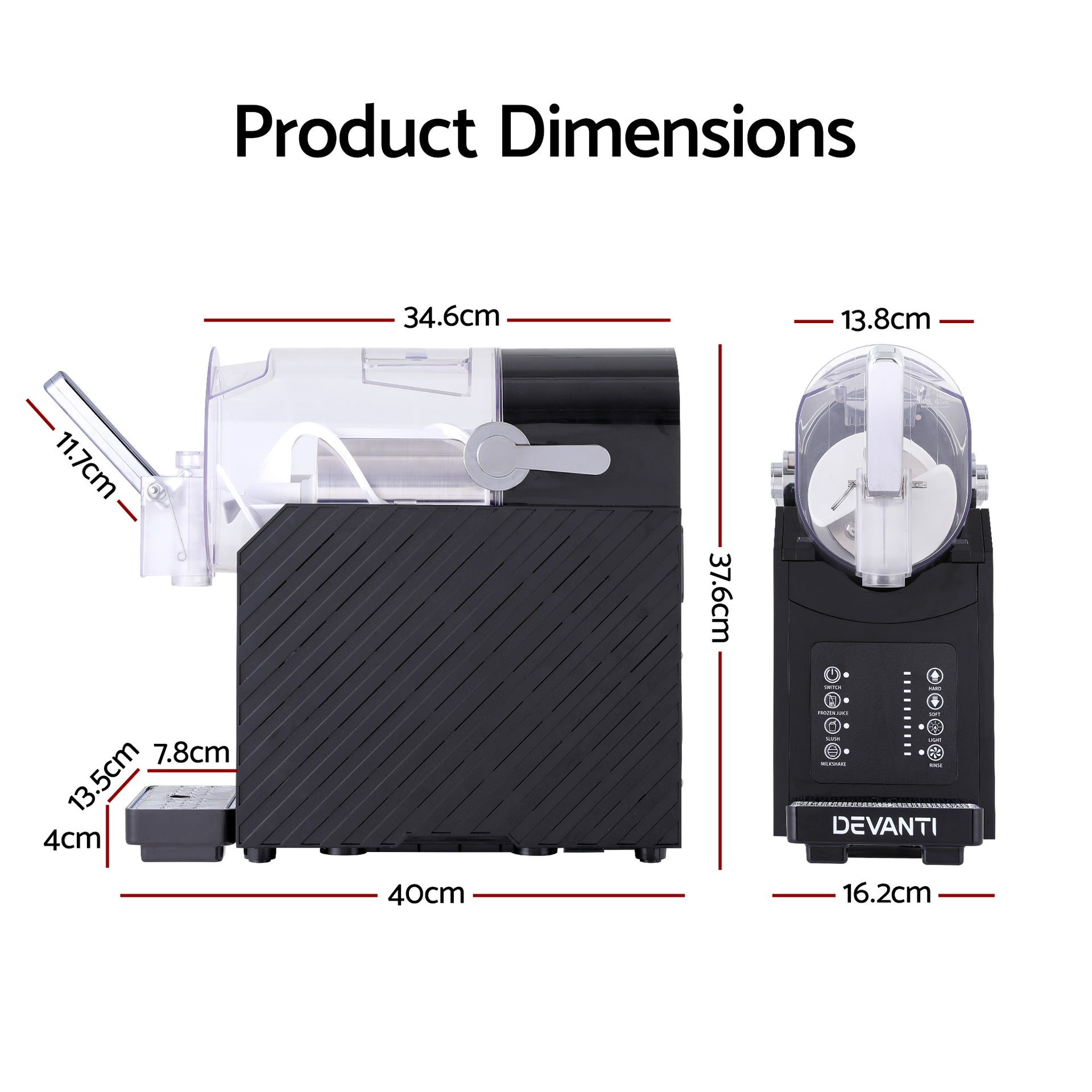 Devanti 1.8L Slushie Machine Maker Frozen Smoothies Milkshakes Black Awezingly