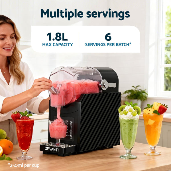Devanti 1.8L Slushie Machine Maker Frozen Smoothies Milkshakes Black Awezingly