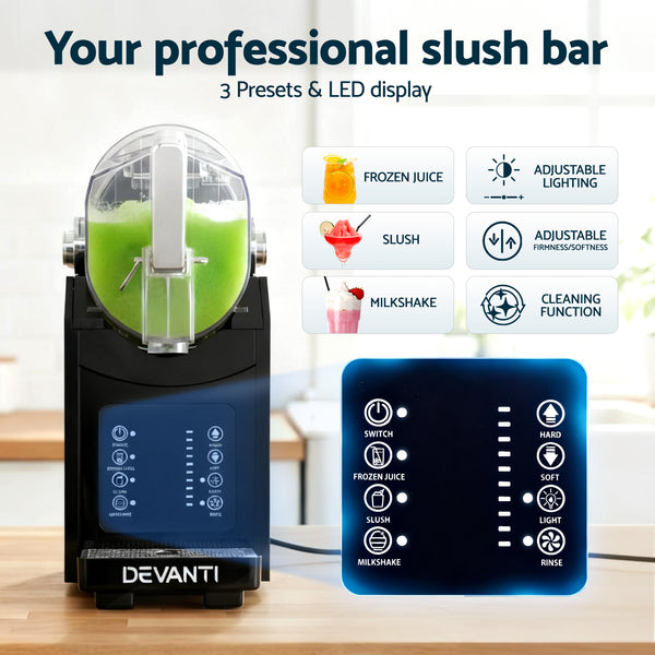 Devanti 1.8L Slushie Machine Maker Frozen Smoothies Milkshakes Black Awezingly