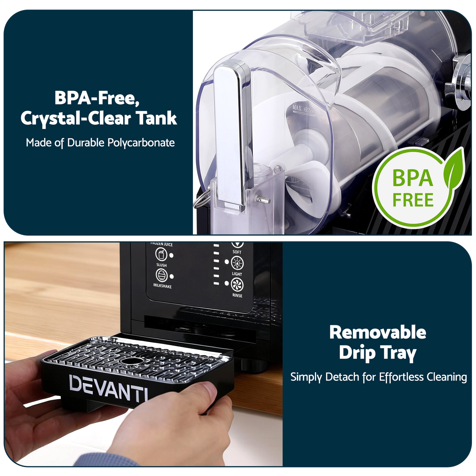 Devanti 1.8L Slushie Machine Maker Frozen Smoothies Milkshakes Black Awezingly