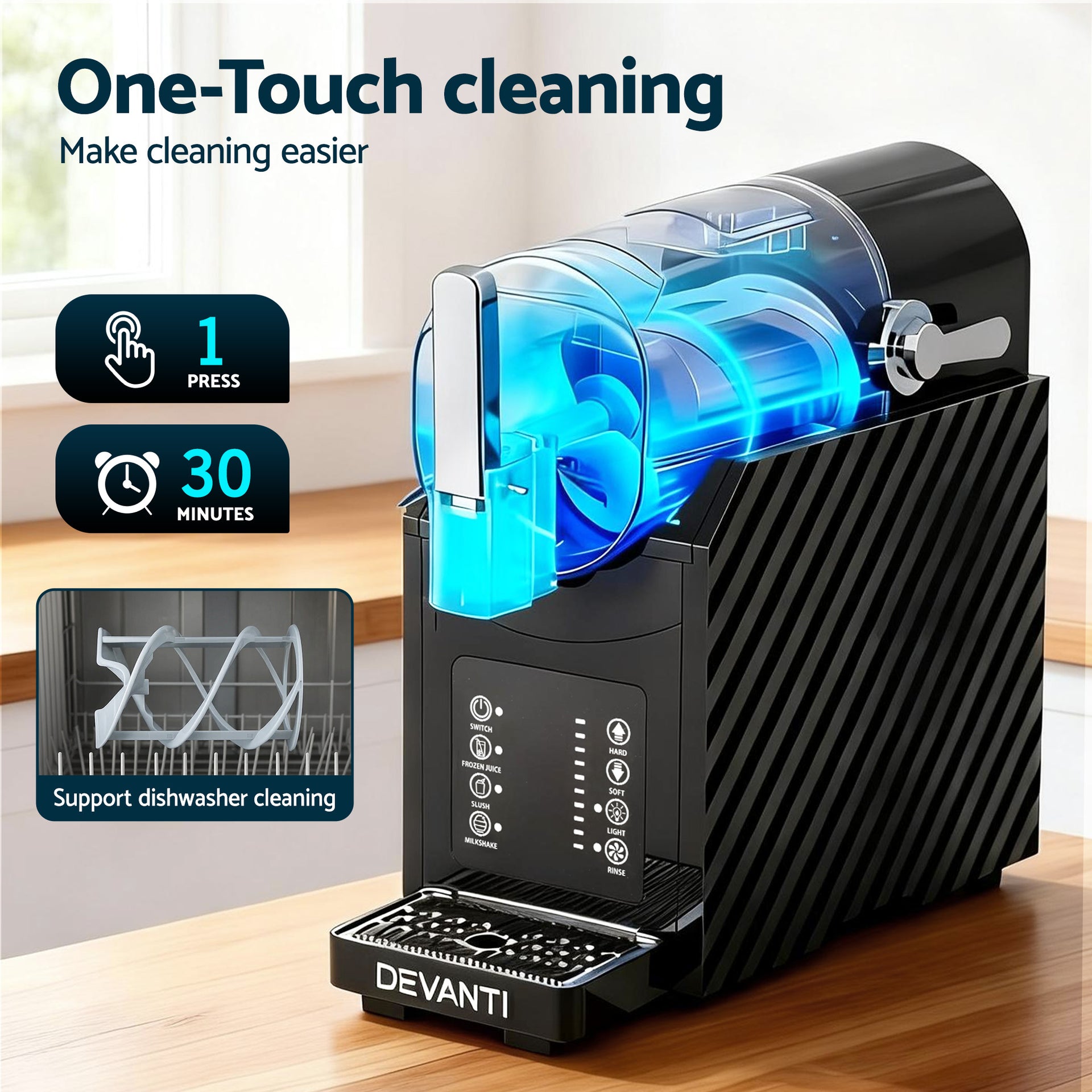 Devanti 1.8L Slushie Machine Maker Frozen Smoothies Milkshakes Black Awezingly