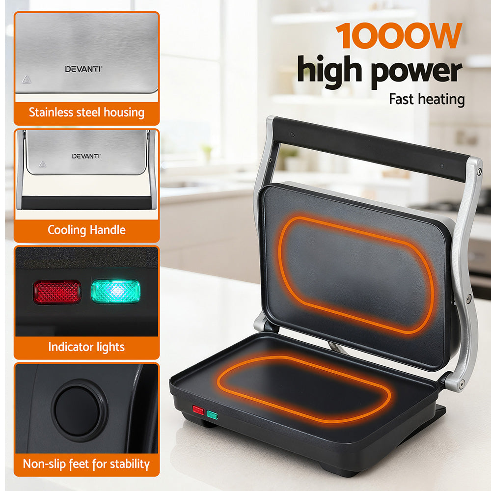Devanti 3 in 1 Sandwich Maker Steak Press Grill 1000W Awezingly