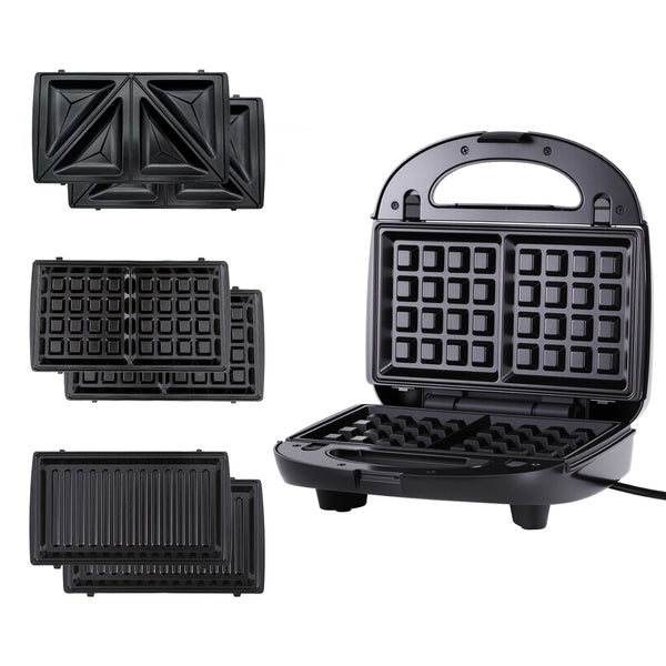 Devanti 3-in-1 Sandwich Press Waffle Maker Panini Press Grill 850W Awezingly