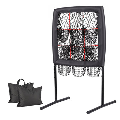 Everfit Baseball Pitching Net Training Target Softball Practice 9 Hole Black