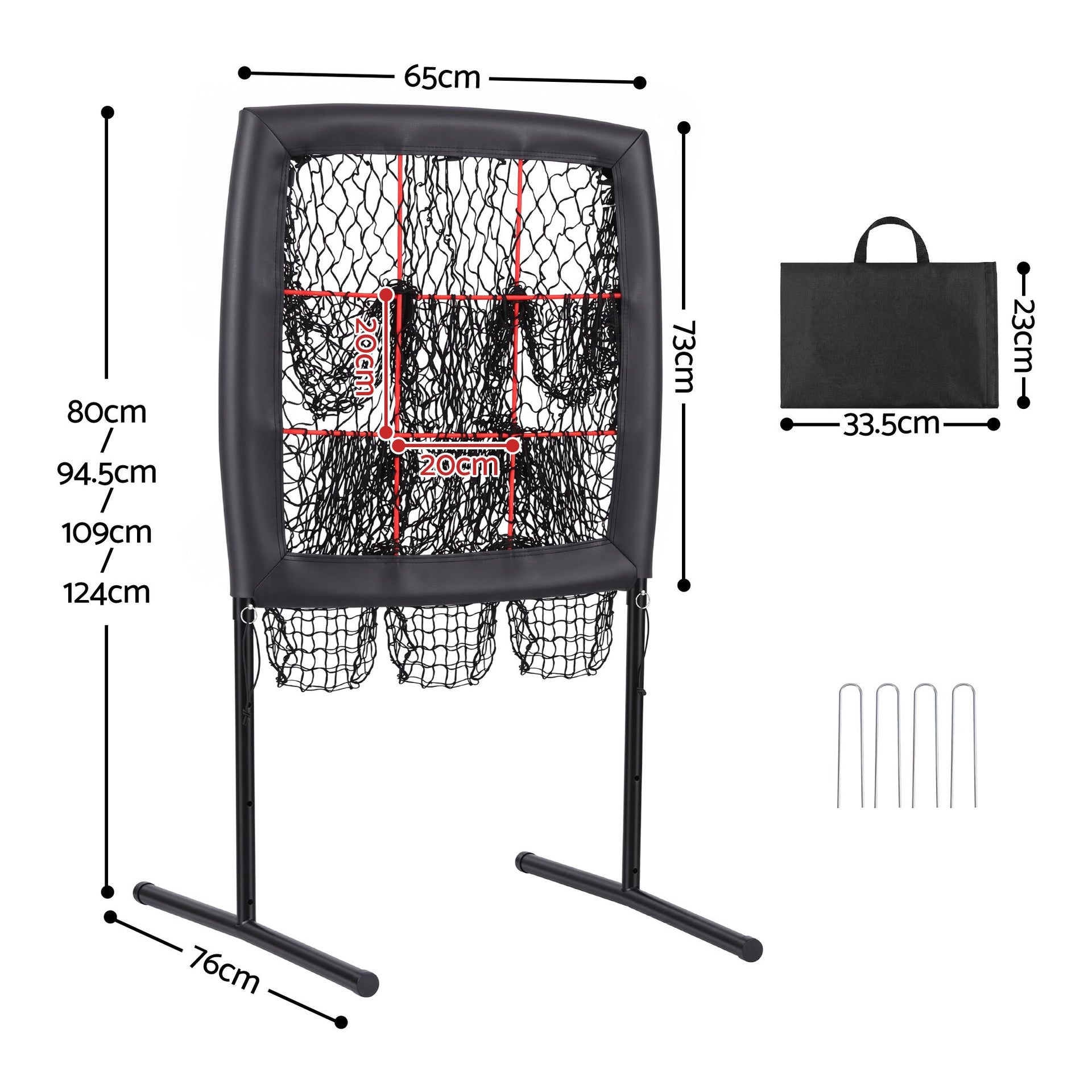 Everfit Baseball Pitching Net Training Target Softball Practice 9 Hole Black Awezingly
