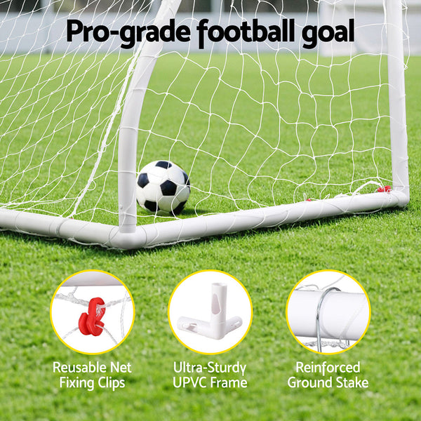 Everfit 12FT Soccer Football Goal Net UPVC Frame with PE Mesh Weatherproof Portable Goals for Backyard Training Competitive Play Everfit