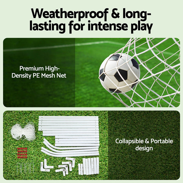 Everfit 12FT Soccer Football Goal Net UPVC Frame with PE Mesh Weatherproof Portable Goals for Backyard Training Competitive Play Everfit