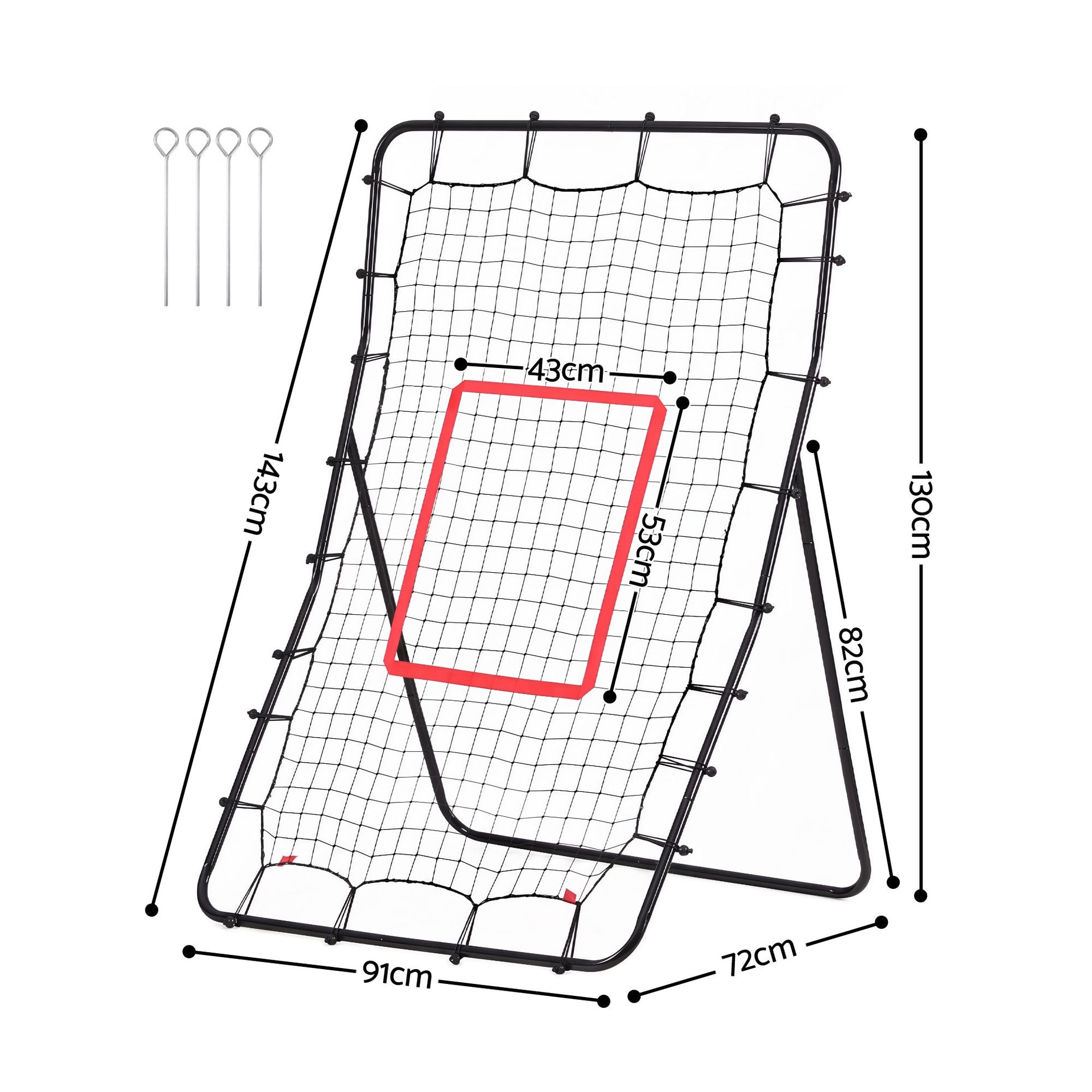 Everfit Baseball Rebounder Net Pitching Practice Target Screen 143cm Awezingly