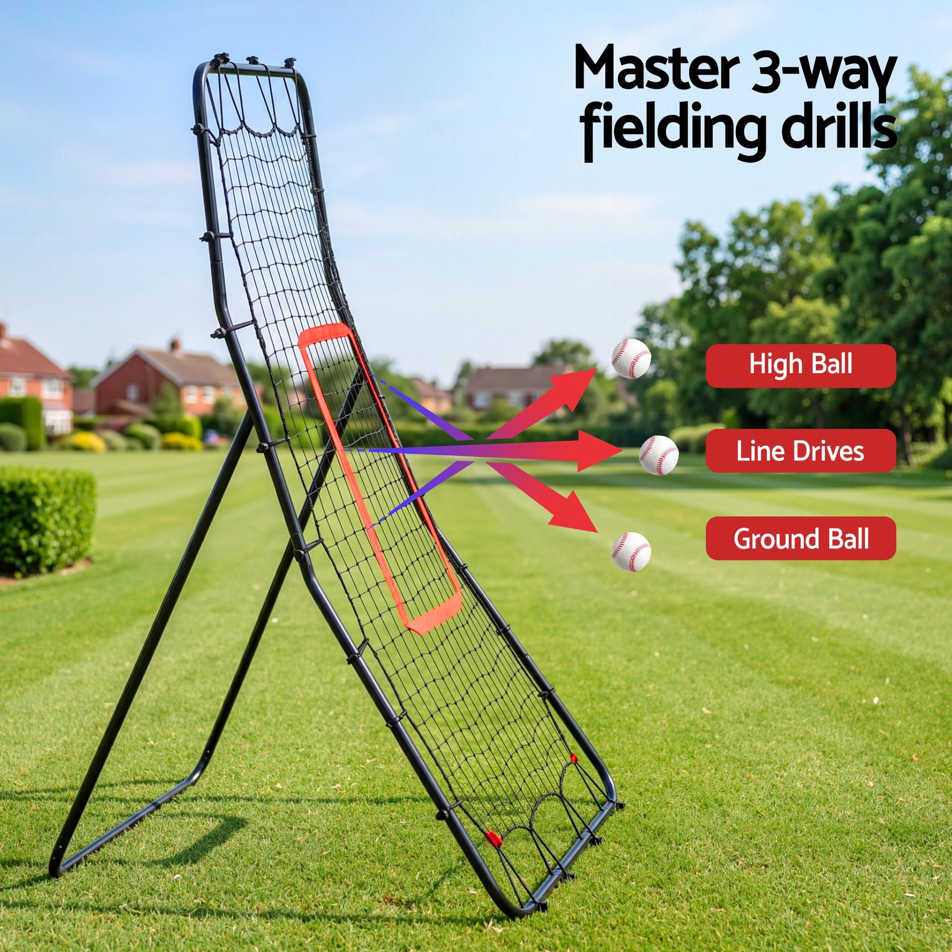 Everfit Baseball Rebounder Net Pitching Practice Target Screen 143cm Awezingly