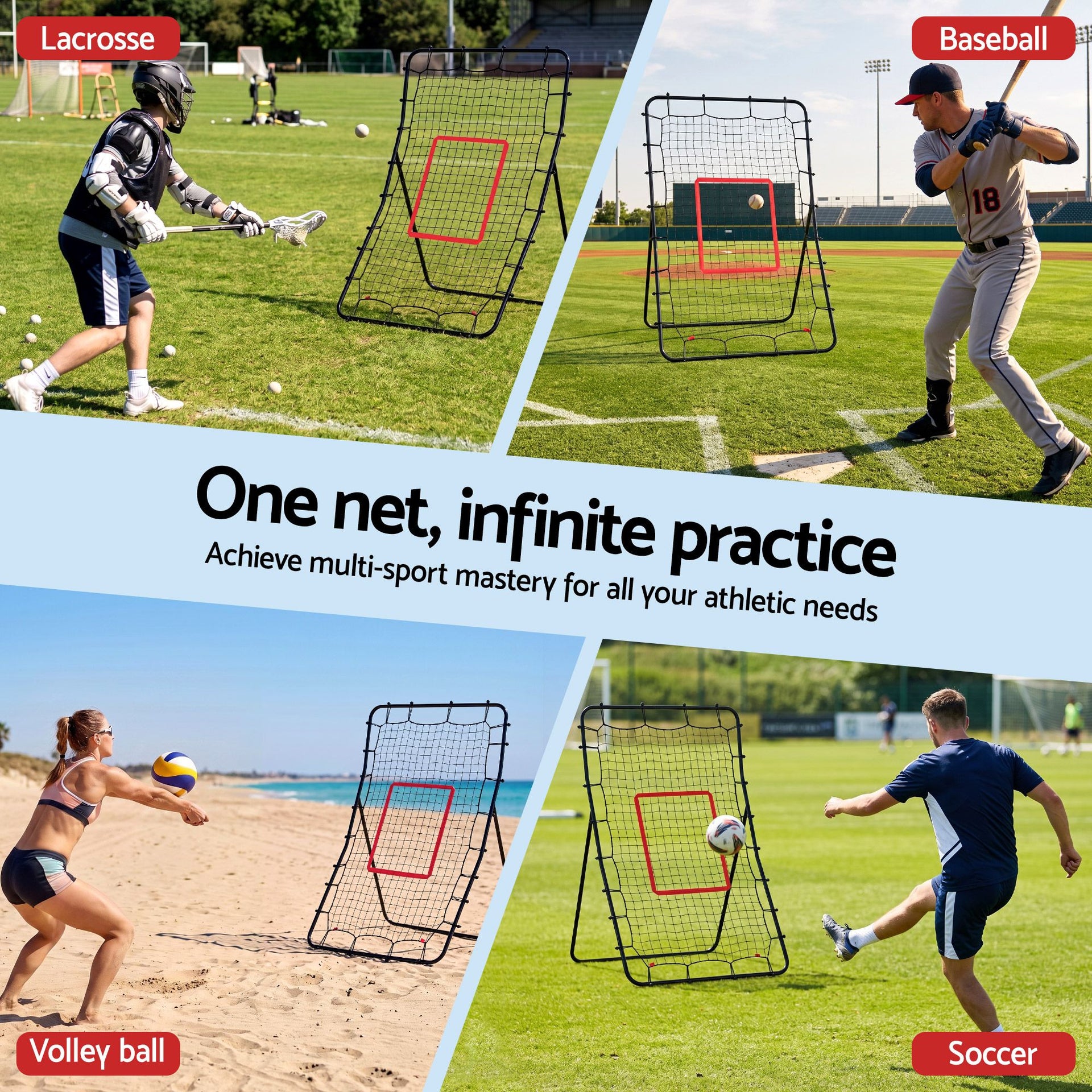 Everfit Baseball Rebounder Net Pitching Practice Target Screen 143cm Awezingly