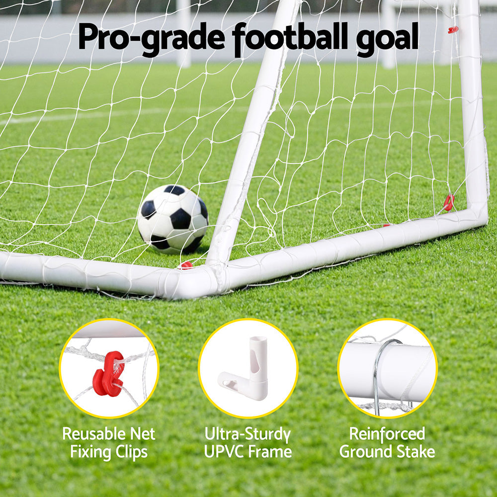 Everfit 8FT Soccer Football Goal Net UPVC Frame with PE Mesh Weatherproof Portable Goals for Backyard Training Competitive Play Everfit